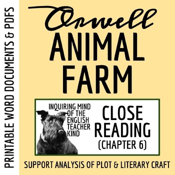 Animal Farm Chapter 6 Analysis Worksheet | High School Reading Activity | Satire