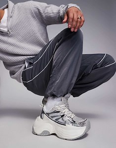 ASOS DESIGN chunky sneakers in gray and silver | ASOS