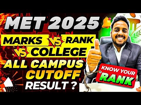 MET 2025 Marks vs Rank vs Percentile vs College 🥳 | Manipal Cutoff 2025 | MET 2025 Result | Manipal