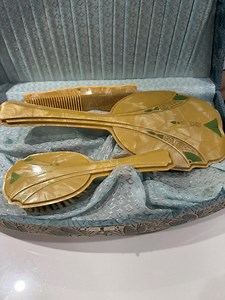 Antique Bakelite Art Deco Vanity Set , Mirror, Brush, Comb, Original Case. 1920 Era - Etsy