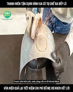 2.7M views · 10K reactions | L. Thanh niên tận dụng bình ga cũ tự chế ra bếp lò, vừa hiệu quả lại tiết kiệm chi phí bố mẹ vợ khen hết lời ©️ Nội dung được sản xuất bởi Vnstar Media #VnstarMedia #Vnstarnetwork #Top10 #khampha #reviewtop #review | ExCalibur Suraj | Facebook