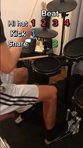 How to play the most basic drum beat - For beginners - #drum #drumming #beat #basic #beginner #easy