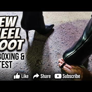Woman unknown candid accidentally trample step on hand in high heels boot 4 inch. (Ft - 54)