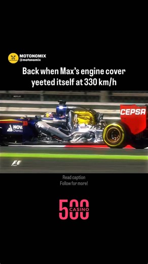 Motonomix on Instagram: "When the beast showed its heart ❤️‍🔥 | Monza 2015 During the Italian GP, Max Verstappen’s Toro Rosso gave fans an unexpected peek under the hood, quite literally. 👀 At 330 km/h down the Monza straight, his engine cover flew off, exposing the intricate engineering masterpiece beneath. Turbo lines, exhausts, wiring, suspension, pure mechanical art in motion. 🧠⚙️ It was one of those rare moments when chaos turned into awe. You could actually see the heartbeat of an F1 ca