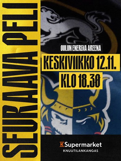 Keskiviikkona palataan liigakiekon pariin kun Mikkelin Jukurit saapuu meidän vieraaksi Raksilaan! 🔥 🏒 Kärpät – Jukurit ⏰ 12.11. klo 18.30 📍 Oulun Energia Areena 🎫 ticketmaster.fi/karpat 📺 MTV Katsomo |🎙️ RadioKaleva #Kärpät #Liiga