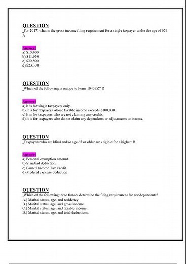 HR Block Income Tax Midterm Exam (New 2024/ 2025 ) Questions and Verified Answers| 100% Correct|