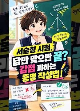 [추천] 서술형 수학, '도형 시험', 답만 맞으면 끝? 감점 피하는 증명 작성법! ✍️(중학 수학)
