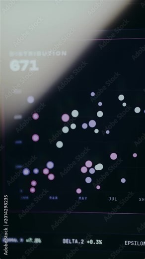 Scatter plot distribution showing data points on a grid layout