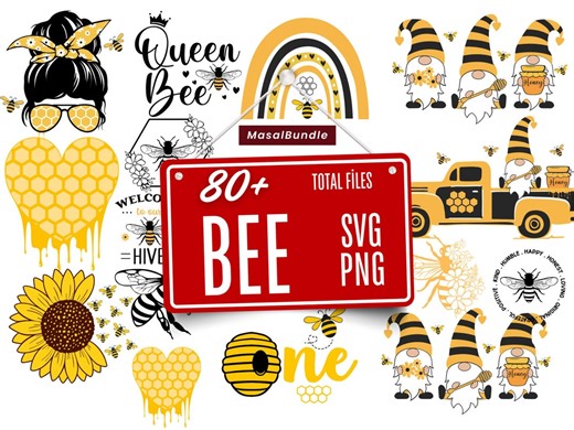 Bee SVG PNG Bundle, Honeycomb Clipart, Queen Bee Design (digital Download) - Etsy