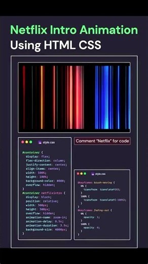 Netflix intro Animation Using HTML CSS JS #views #like #subscribe #viral #trending #youtubeshorts