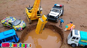 45K views · 827 reactions | Police car and excavator rescue mini bus and truck | MKTD Power Rangers | Facebook