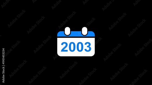 Calendar 2003 blue and white on black background date concept year 2003