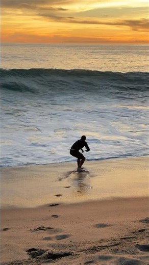 Pro Skimboarder VS Huge sand barrel