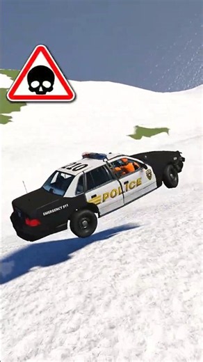 Police Car Vs Cliff Drops Crash 🚀 Best Cars Crashes Driving Game Gameplay Beamng Drive Shorts Video