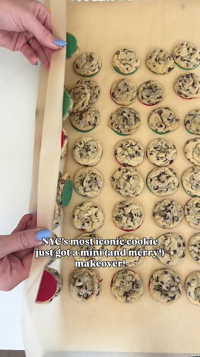 MINI JACQUES TORRES INSPIRED COOKIES made right at home ✨ Coat the bottoms in red, green, or white chocolate for the ultimate festive touch! Recipe link in comments! Cooking with Karli jacques | jacques torres | mini | mini cookies | bite size | snack | dessert | mini desserts | baking | baker | bakery | nyc | New York City | Cooking with Karli