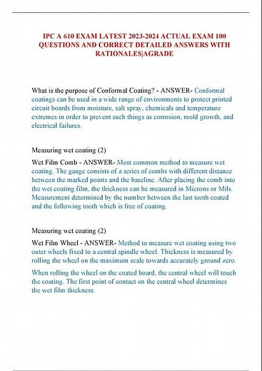 IPC A 610 EXAM LATEST 2023 2024 ACTUAL EXAM 100 QUESTIONS AND CORRECT DETAILED ANSWERS WITH RATIONAL