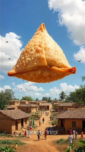 A huge singara fell from the sky! What came out when it broke! 😱🥟 #ai #shortsfeed #viralvideo