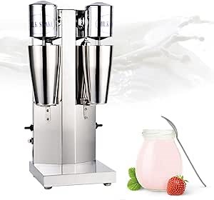 Milkshake Maker Machine, Double Heads Commercial Milkshake Mixer, Electric Milkshake Machine Drink Mixer Stainless Steel Milk Shaker Machine,Milkshake Blender 18000RMP High Speed for Drink Mixer 180W