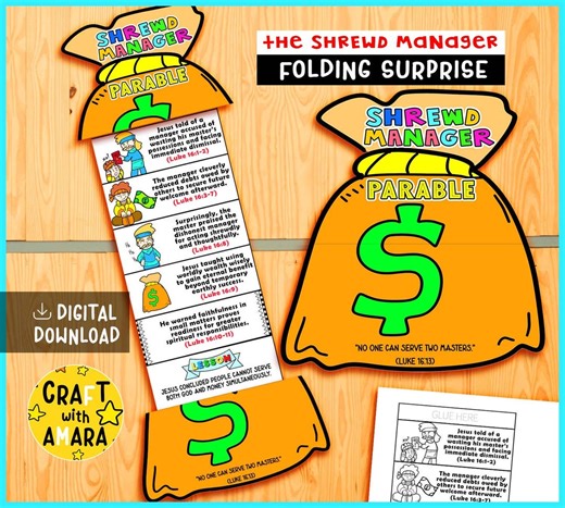 Parable of the Shrewd Manager Folding Surprise Bible Craft: Children Ministry, Sunday School, Church Activity Kids, Mini Book, New Testament - Etsy UK