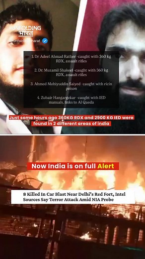 🚨 Breaking Near the Red Fort: Chaos at a Red Light At around 6:52 pm, a slow-moving vehicle stopped at a red light outside the Red Fort Gate 1 metro station when an explosion ripped through. Cars, auto-rickshaws and bystanders were caught in the blast — eyewitnesses say windows shattered and the blast felt like an earthquake. The Times of India 1 Delhi Police Commissioner Satish Golcha confirmed the vehicle explosion triggered damage to nearby vehicles and sent emergency teams rushing. The Time