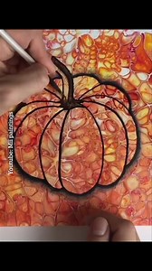 Creative fluidart with pumpkin. If you’d like to see the full tutorial, it’s on my youtube Mii paintings right now. Have a beautiful autumn everyone. #fluidart #acrylicpour #pourpainting #pumpkin #love #creative #ideas | Mii.paintings