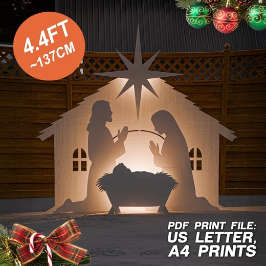 Printable Nativity Scene Silhouette: 4.4 Ft Trace and Cut Template (outdoor Christmas Décor) - Etsy Australia