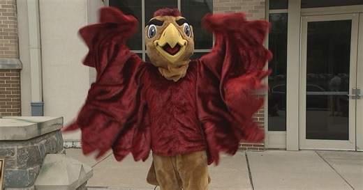 How does the St. Joe's Hawk mascot flap his wings 3,500 times a game?