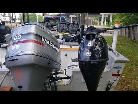 Tohatsu kicker motor install with steering and throttle control.