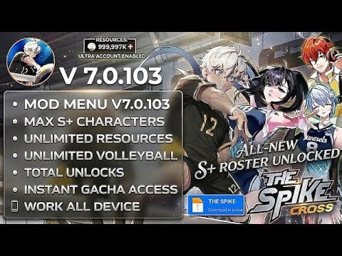 THE SPIKE CROSS MOD APK V7.0.103 NEW 2026 UNLOCK NEW CHARACTER | THE SPIKE CROSS !!