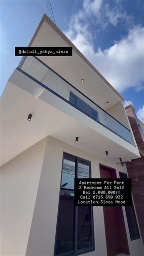 Apartment For Rent Location: Sinza Hood 2 Bedroom All Self Seating Room Open Kitchen Full Ac 👈 Hitter Ya Maji Moto Na Baridi👈 Tiles Gypsum Slide Windows Fenced Car Parking Luku Independent👈 Peaving Blocks Dawasco Water Service Charge Ni 30,000/=🤝 Price: 2,000,000/= Term: 6 Months Call WhatsAp: 0715 650 032 Call: 0764 650 032 Pamoja Na Malipo Ya Mwezi 1 Wa @dalali_yahya_sinza MrMijengoMizuri HudumaBora EnjoyMijengoMikali Note: YAHYA REAL ESTATE COMPANY EPUKA MATAPELI:Fanya Kazi Na Madalali We