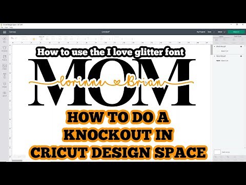 How to create a knockout in Cricut Design space - *NEW AND EASY* Offset I love glitter font