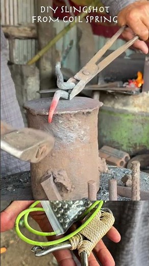 FORGING A SLING NICE SLING SHOT FROM COIL SPRING