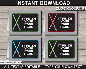 Star Wars Food Labels: Editable Birthday Party Place Cards (DIY INSTANT DOWNLOAD) - Etsy
