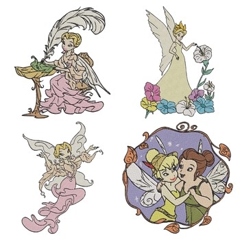 Disney Fairies Rosetta Queen Clarion Flowers Tinker Bell And Terence Clock - Fil