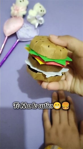 DIY Origami Paper Burger 🍔✨ | Cute & Easy Paper Craft Idea 💖 | Mini Food DIY