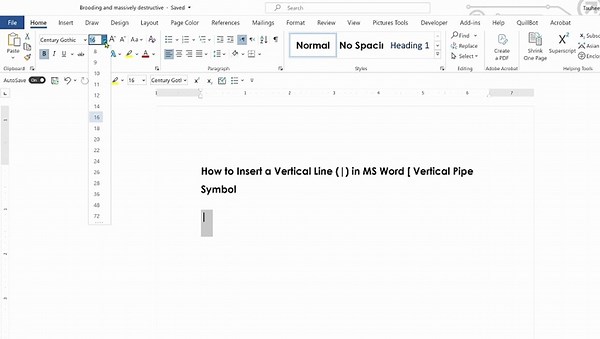 How to Insert a Vertical Line in MS Word Vertical Pipe Symbol