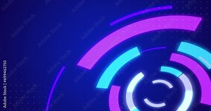 3d Cybersecurity server update like technology hud background in 4K. Glowing moving round geometric hud element like a processor software protection concept. Blue tech infographic bg.Loading computer