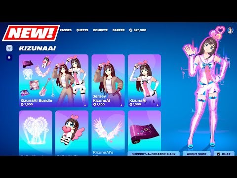 NEW Item Shop KizunaAI SKINS & Emote BUNDLE Full Showcase Fortnite!