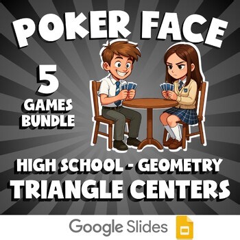 5 POKER FACE Math Games - Triangle Centers - Geometry No Prep Review Activity