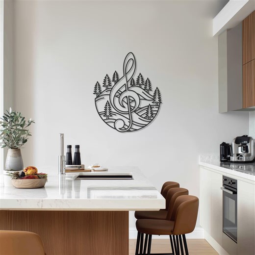 Musical Note Metal Wall Art, Forest Design, Music Lover Gift - Etsy