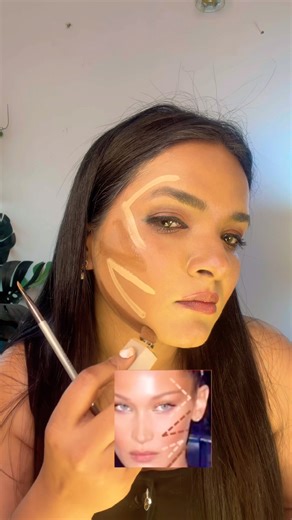 Bella Hadid contouring tutorial #makeupforbeginners #makeup #bellahadidstyle #shorts #makeuptutorial