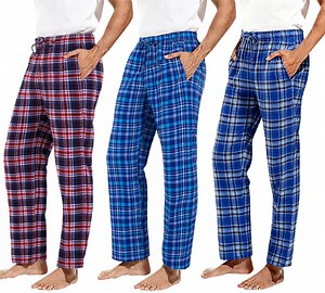 Lollipie Men's Pajama Pants 3-Pack Drawstring Plaid Pajamas Bottoms Soft Long Lounge Woven Pj Sleep Pant with Pockets
