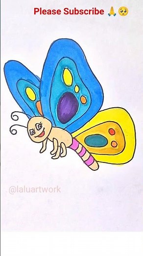 How to Draw a Butterfly (Easy Cartoon Drawing) #reels #butterfly