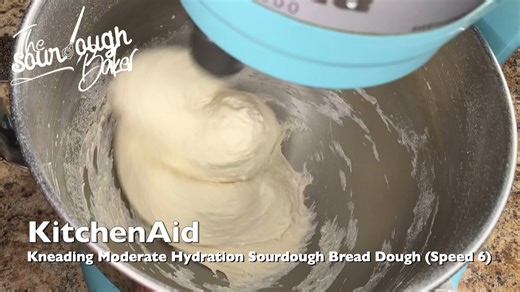 Kneading sourdough in my KitchenAid stand mixer (70% hydration, speed 6) start to finish (unedited)