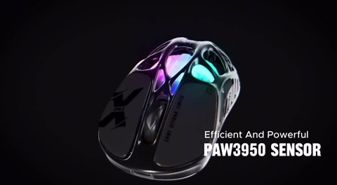 GravaStar Mercury X Wireless Gaming Mouse – 32,000 DPI PAW 3950 Sensor, 1000Hz Polling Rate, Only 49g, Magnesium Alloy Hollow Frame, RGB Lighting, 5 Programmable Buttons