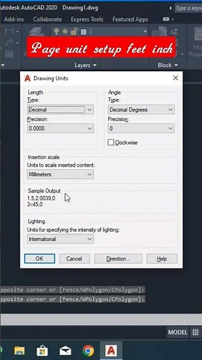 AutoCAD unit setup feet inch