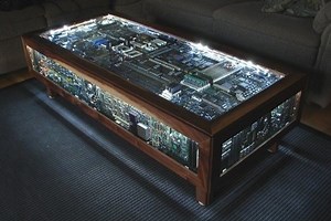 Coffee table made from old computer parts