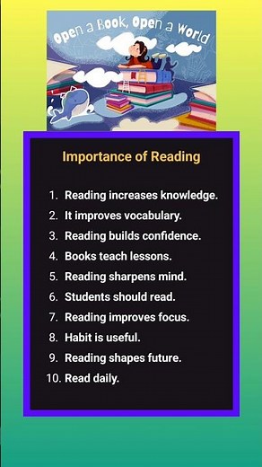 Importance of Reading | 10 Lines Essay in Easy English | Shorts