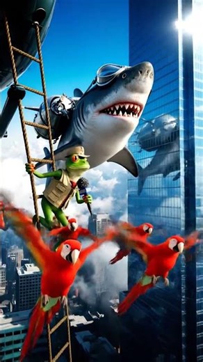 Breaking News: A Flying Shark in the Sky 🦈✈️ | Frog Reporter AI Cartoon