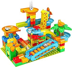 BATTOP Marble Run for Kids Ages 4-8, 167 PCS Classic Big Size Blocks Set, Crazy Marble Run Building Blocks with 4 Balls Race Track, STEM Toys Bricks Set Christmas Toys for Boys & Girls